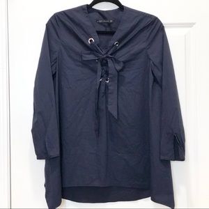 ZARA Woman Navy Blue Cotton Top